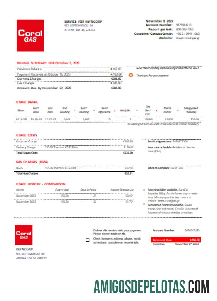 Projeto de lei comercial de serviços públicos de gás Coral SCR exemplo real